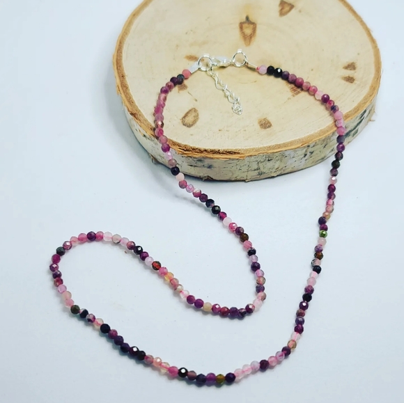 Faceted Tourmaline Minimalist Necklace 3 mm - Picture 1 of 4